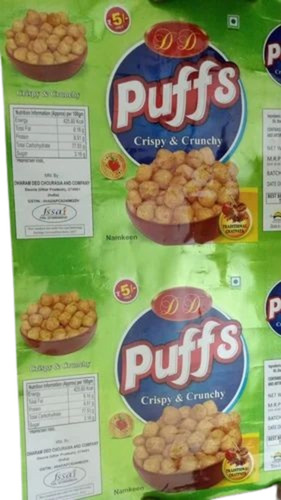 Puffs Snacks Packaging Pouch - Plastic Material, Printed Pattern for Enhanced Visual Appeal | Ideal for Snack Preservation and Convenience