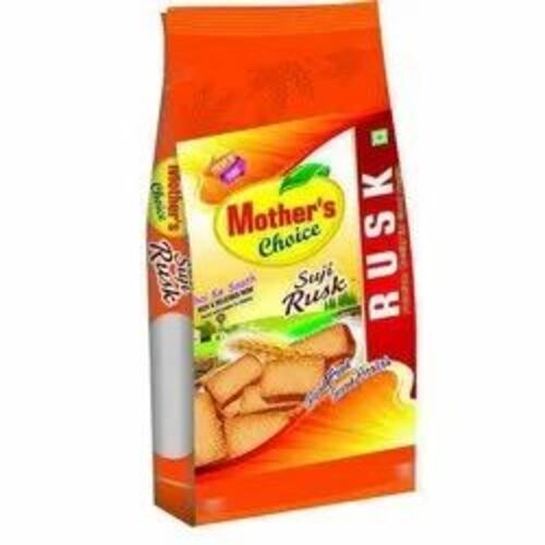 Rusk Packaging Pouch - 0.75mm Thick, Heat Seal Closure, 250g Capacity | Multi Color, Printed Plastic Material