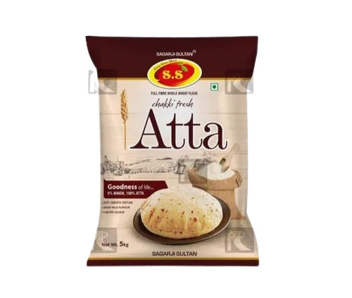 Wheat Flour Packaging Bag - LDPE, 14x18 Inches | Glossy Printed Pillow Pouch with Double Layer Lamination and Heat Sealed Closure