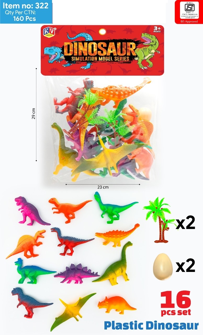 12 Pc Plastic Dino Toys