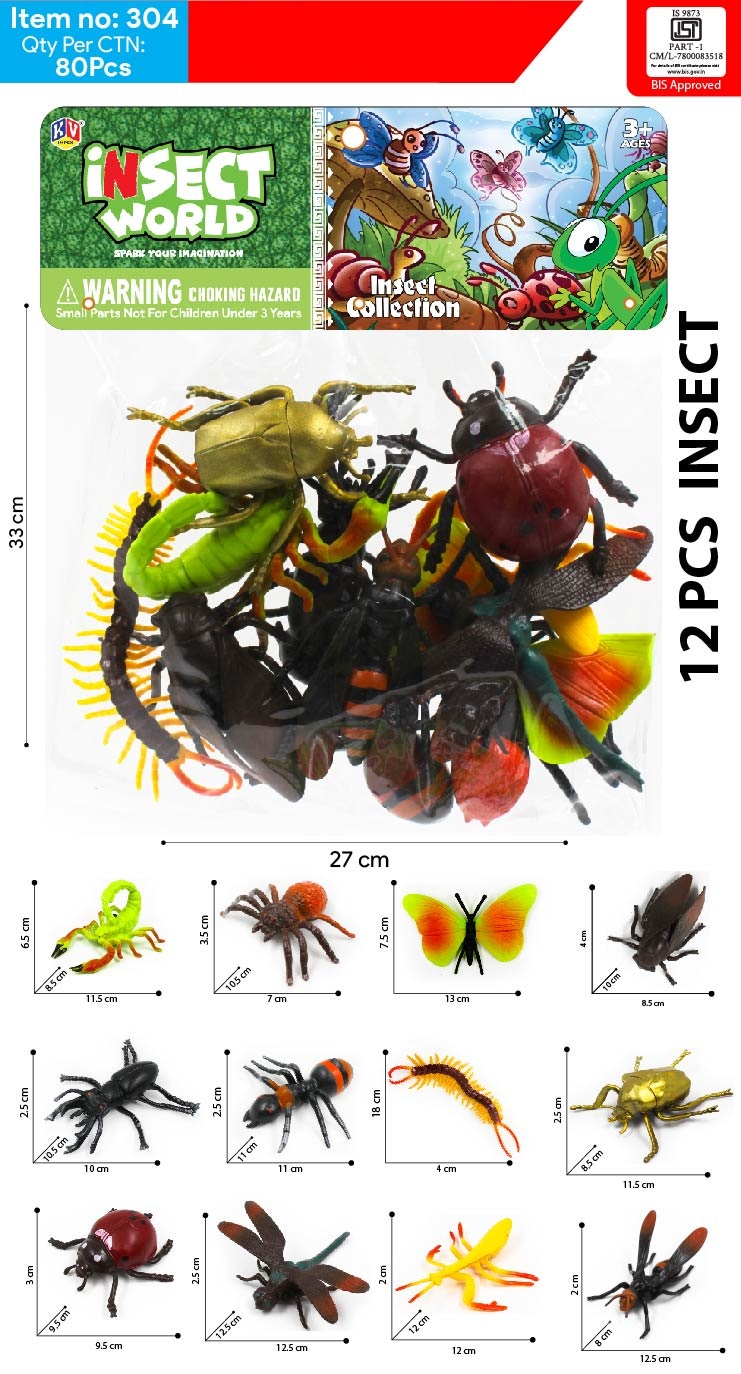 304 12 Pc Insects Toys