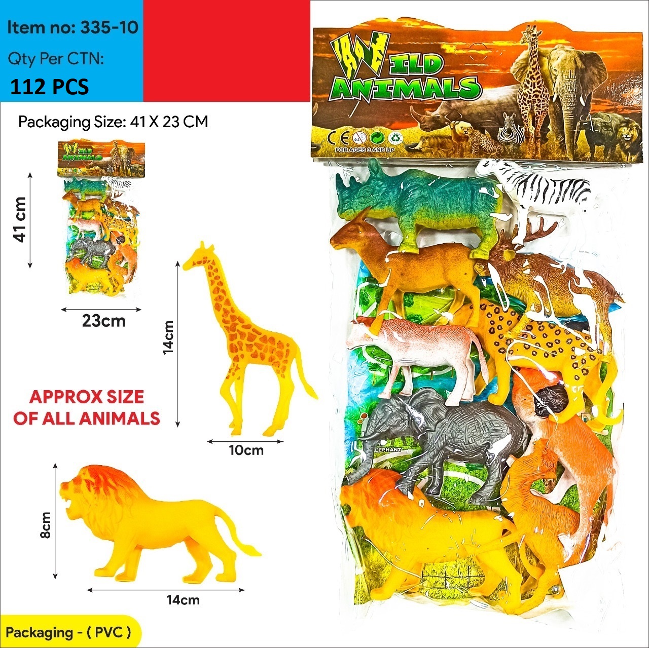 335-10 10 Pcs Plastic Jungle Animal Set