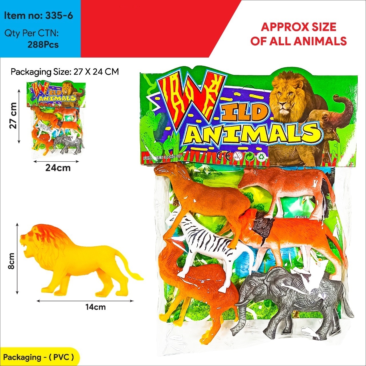 6 Pc Plastic Animal Toys Set