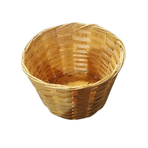 Bamboo Storage Basket - 4x4x6x6 Inch, Eco-Friendly Natural Brown Zig Zag Pattern, Modern Indian Style