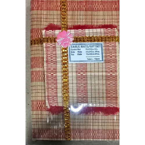 Bamboo Table Mat - 3x4 Feet, White Hand-Woven Rectangle Design | Eco-Friendly, Non-Slip Surface