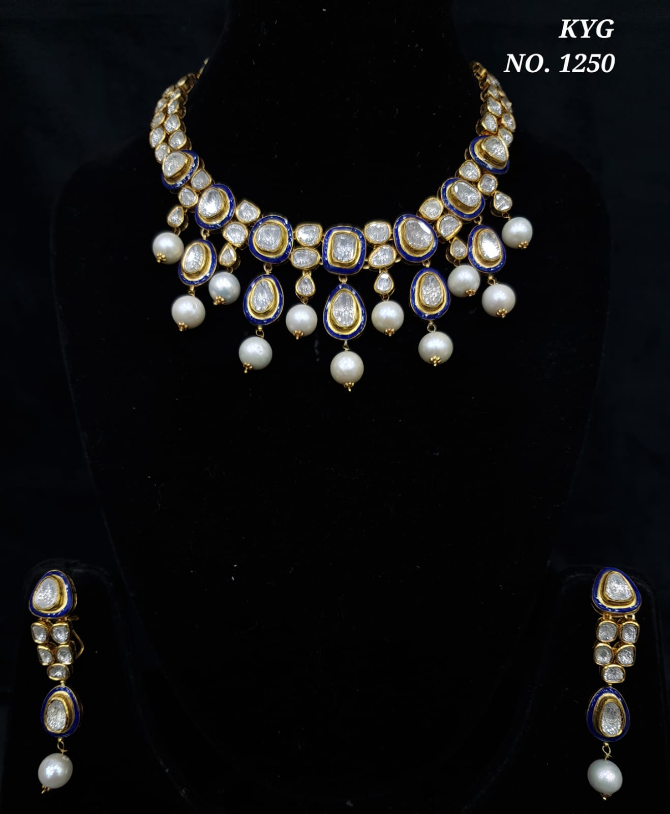 Gold Diamond Polki Necklace Set