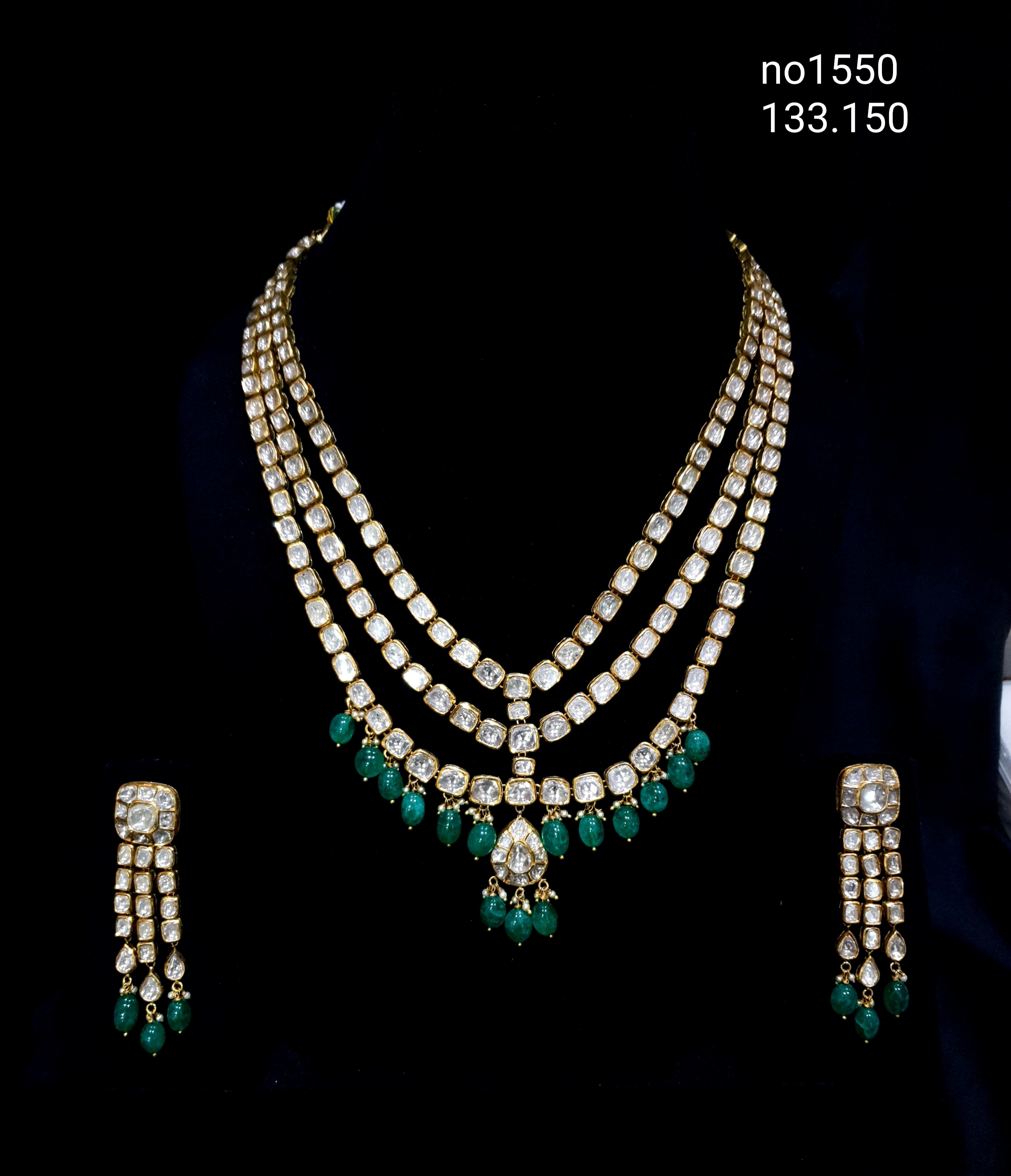 diamond polki necklace set