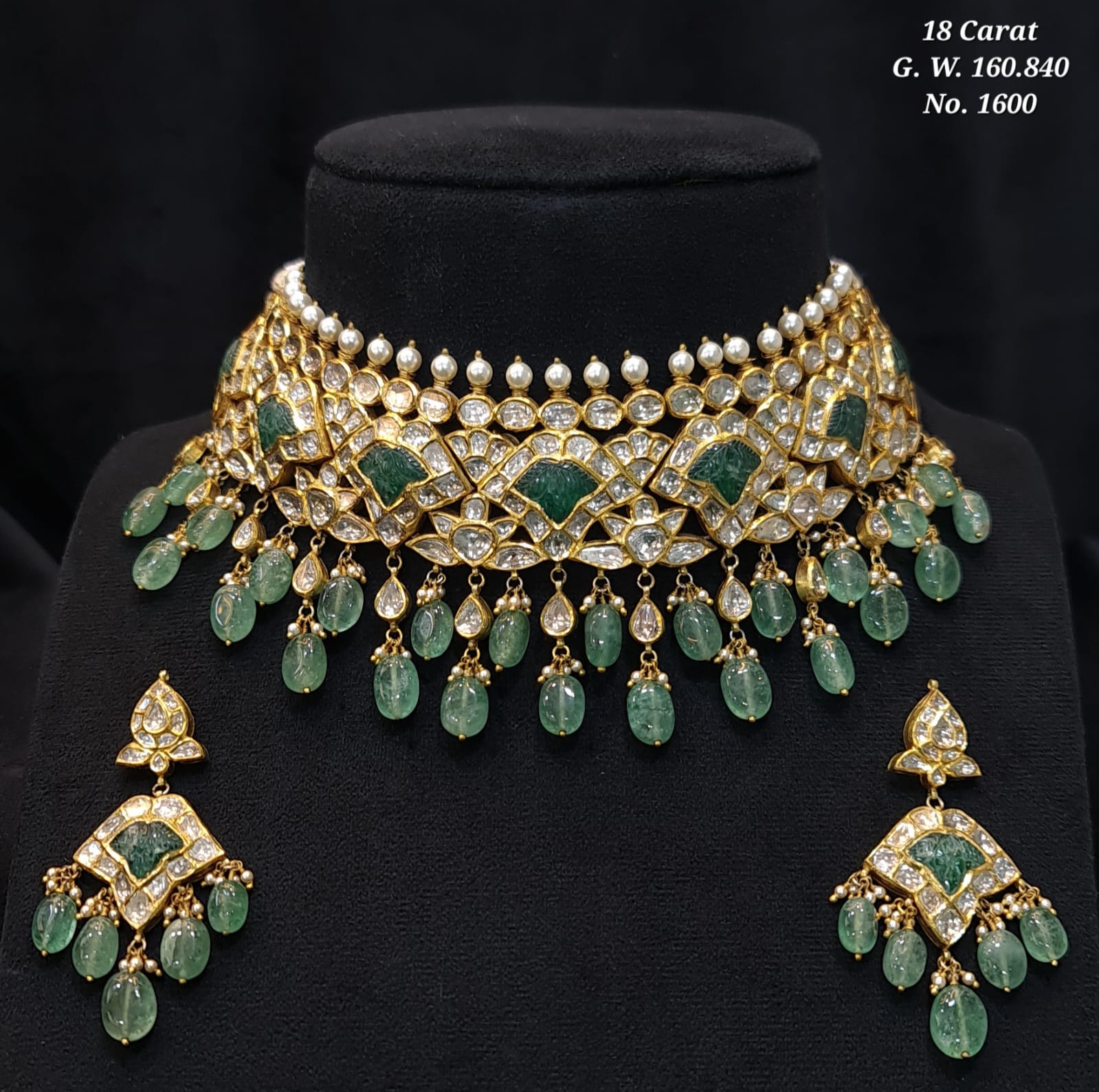 Gold Uncut Diamond Polki Choker Set