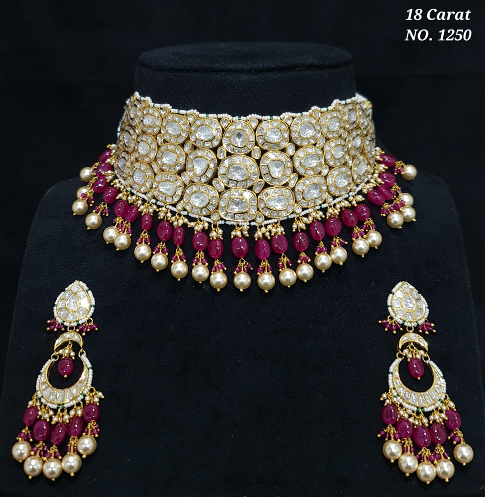 Gold Uncut Polki Diamond Choker Set