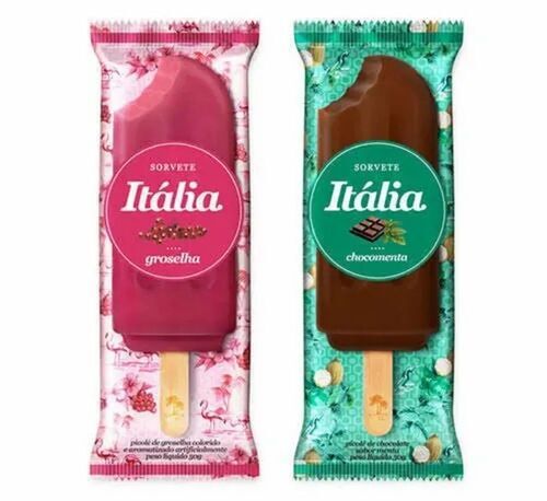 Ice Cream Packaging Pouch - BOPP Material Center Sealed Glossy Finish Customized Design with Rotogravure Printing Multi Color Print