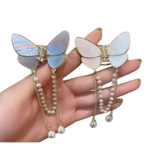 Metal Butterfly Clip - Plastic Material, Multicolor | Fancy Hair Accessory for Women, Suitable for Baby Girls and Women, Plain Pattern