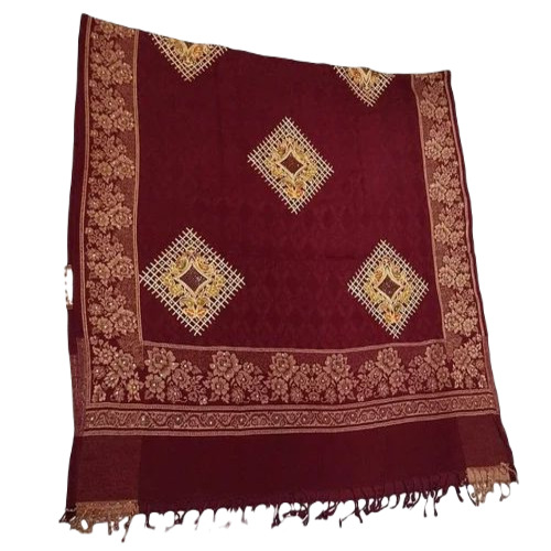 Patch Work Kashmiri Shawl - Woolen, 50x100 Inch, Maroon | Warm and Soft, Embroidered, Perfect for Casual Wear in Winter