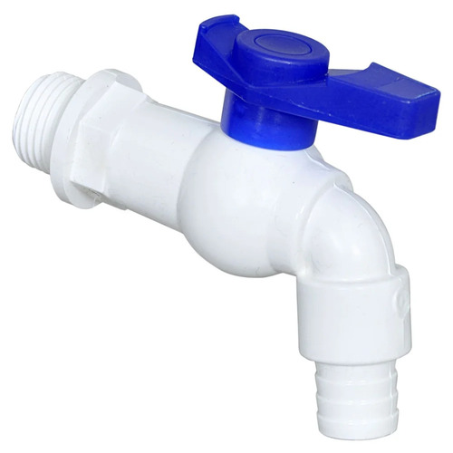 Plastic Nozzle Bib Cock - New Type, Modern Traditional Design | Weather Proof, Smooth Surface, Suitable for Homes and Hotels, White and Blue Color
