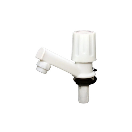 PVC Foam Flow Bib Cock - Plastic Material, Round Shape, Glossy Finish | Available in White, Blue, Red Colors, Wall Mounted, Modern Design