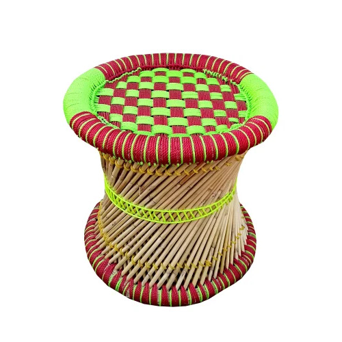 Red And Green Bamboo Stool