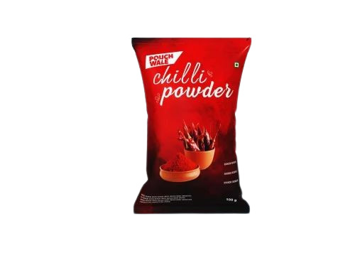 Red Chilli Powder Packaging Pouch - PET Material, 4x6 Inches, Glossy Finish, Center Sealed Printed Design, Heat Sealed, Multi Layer Lamination