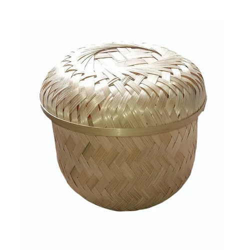 Round Bamboo Box - 6 Inch Dia, 5 Inch Height | Eco-Friendly, Handcrafted Design, Lightweight and Durable for Storage or Decorative Purposes
