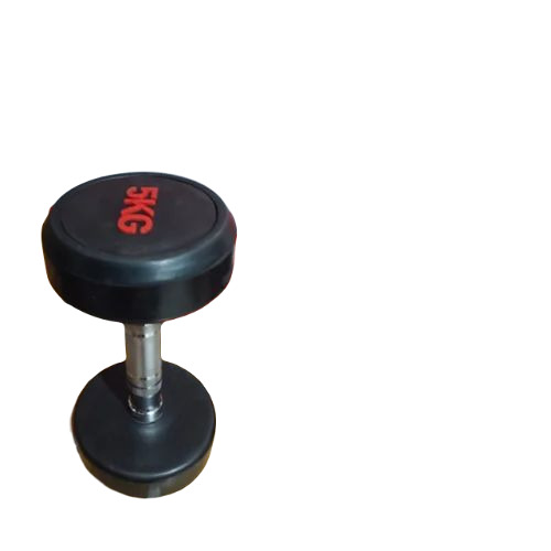 Rubber Dumbbell - Fixed Weight, Black | Commercial Grade Gym Equipment for Muscle Gain, Biceps Strengthening