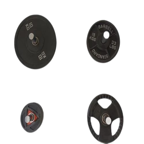 Rubber Weight Plates - Fixed Weight, Black, Commercial Use | For Muscle Gain, Manual Operation, Ideal for Biceps Workouts