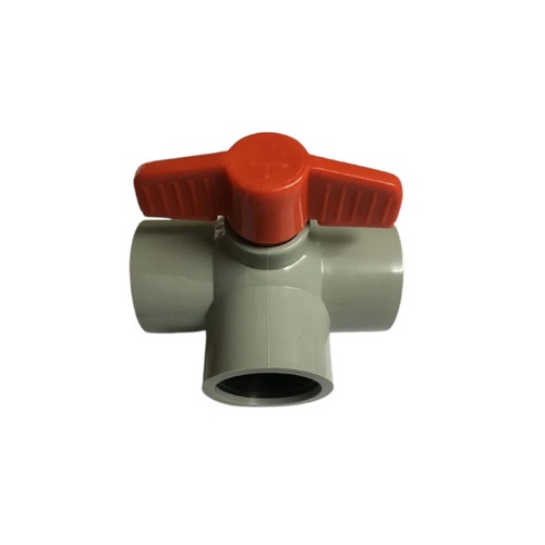 Three Way Plastic Ball Valve - PVC Material, 15mm to 100mm Size, Grey/White/Blue Color | High Pressure, Polished Surface Finish, Ideal for Home, Office, Industrial Pipe Fitting