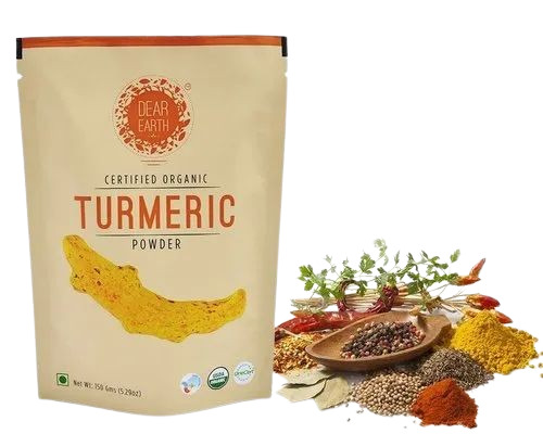 Turmeric Powder Packaging Pouch - Plastic Printed Design | Ideal for Spice Packaging and Preservation