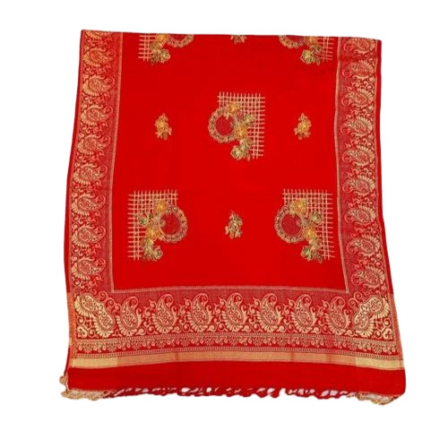 Kashmiri Woolen Shawl - 50x100 Inches | Red, Warm & Soft Embroidery for Casual Winter Wear