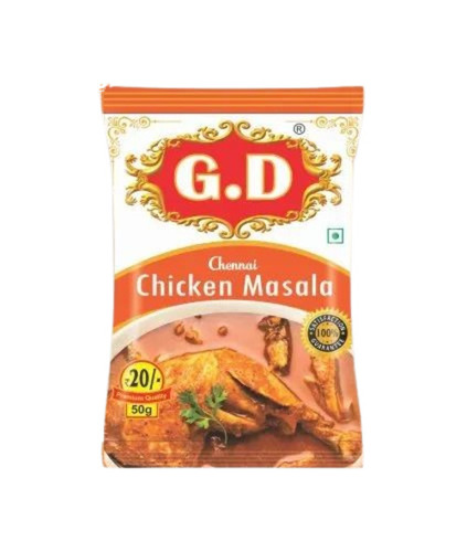 Chicken Masala Packaging Pouch - Plastic Material, Printed Design | Ideal for Storing and Preserving Spices and Seasonings