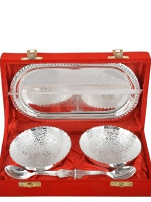 German Silver Plated Bowl Set - 3.5 Inches, Silver Color | Elegant Finish, Durable and Tarnish-Resistant, Ideal for Gifting and Decoration