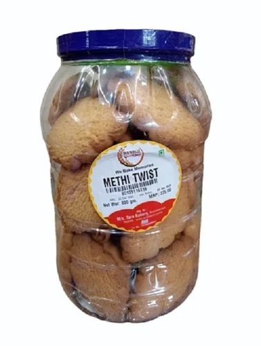 Methi Twist Cookies - Round Shape, Sweet Taste, Semi-Soft Texture | Delicious Vegetarian Treat with a Unique Twist of Flavor