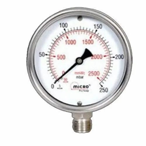 Pressure Gauge - Stainless Steel Standard Size ISI Certified Available in Multiple Colors