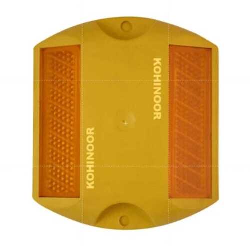 Raised Pavement Markers - Plastic, Weather Resistant, Yellow | Durable Material, Reflective Surface, Easy Installation, Non-Slip Base, UV Resistant, Vibration Absorbent
