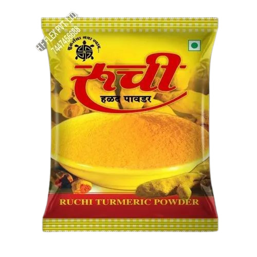 Turmeric Powder Packaging Pouch - Plastic Material Printed Pattern