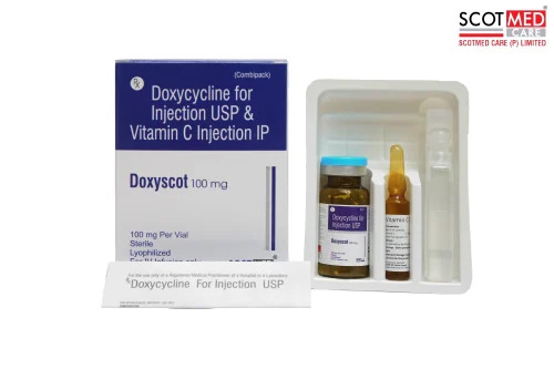 Doxycycline 100 Mg Injection with Vitamin C - Medicine Grade Solution for Hospital and Clinic Use Prescription Required