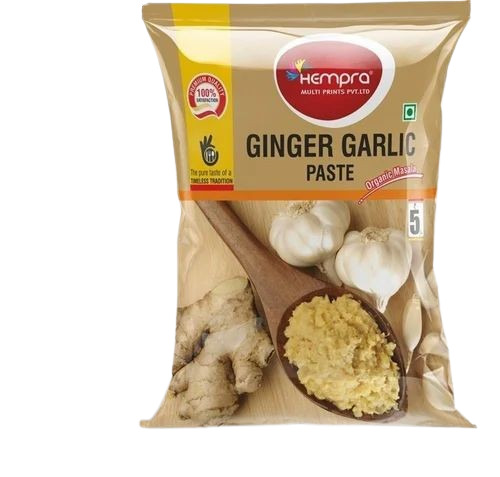 Ginger Garlic Paste Packaging Pouch - Plastic Material Printed Pattern for Convenient Cooking Use