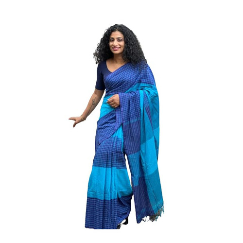 Ladies Blue Cotton Sarees