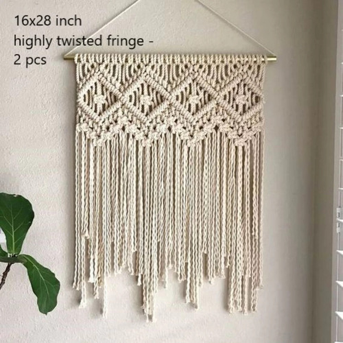 Macrame Wall Hanging - Cotton, 3x10 Inches, Rectangular | Handmade & Machine Made, Modern Style, Durable Craftsmanship