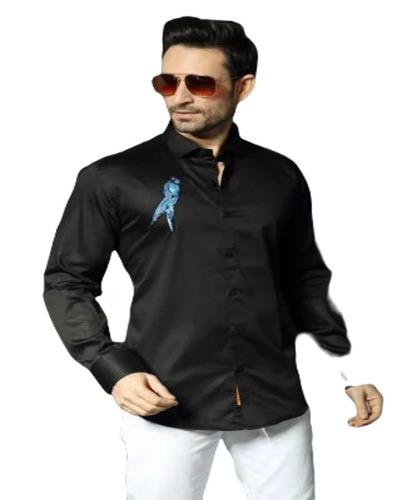 Men Black Plain Shirt - Cotton Sizes M-XXL Regular Fit Full Sleeves | Anti-Wrinkle Soft & Comfortable Washable