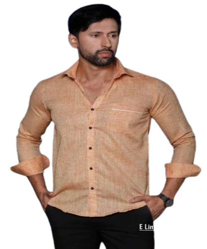 Men Plain Orange Shirts - Cotton, Regular Fit, Sizes: M-XXL | Full Sleeves, Anti Wrinkle, Soft & Comfortable, Washable, Casual Wear