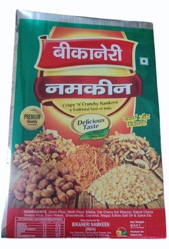 Namkeen Packaging Pouch - PP Material 9x14 Inch Size | Glossy Finish Printed Rotogravure Design Multi Layer Heat Sealed Lamination