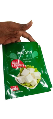 Paneer Packaging Pouch - PET Material, 8x12 Inches Size, Double Layer Lamination, Glossy Finish, Heat Sealed Closure, Printed Design