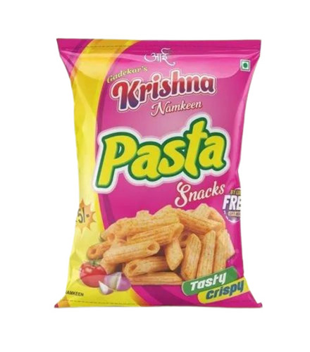 Pasta Snacks Packaging Pouch - PET Polyester, 9x14 Inch Pillow Pouch, Double Layer Lamination, Printed Matte Finish, Heat Sealed Closure