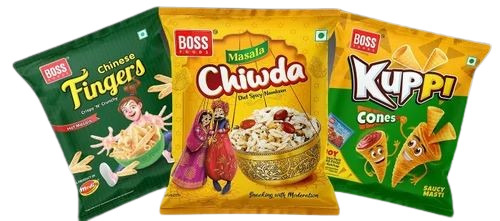 Snacks Food Packaging Pouch - Plastic Material, Printed Pattern for High Visibility and Product Appeal