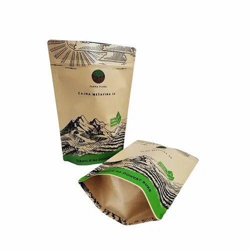 Standup Zipper Pouch - 150 GSM Matte Printed Paper, Waterproof Design, 0.50 mm Thickness, Heat Sealed Closure for Secure Packaging