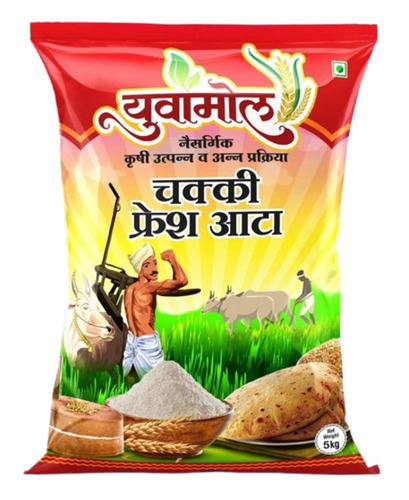 Wheat Flour Packaging Pouch - Printed Plastic Material | Durable Weather-Resistant Design Ideal for Food Storage