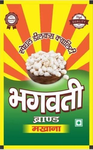 Makhana Packaging Pouch - 1 Kg Capacity 6x4 Inches Glossy Multi-Color PET Pouch | Printed Center Sealed Design