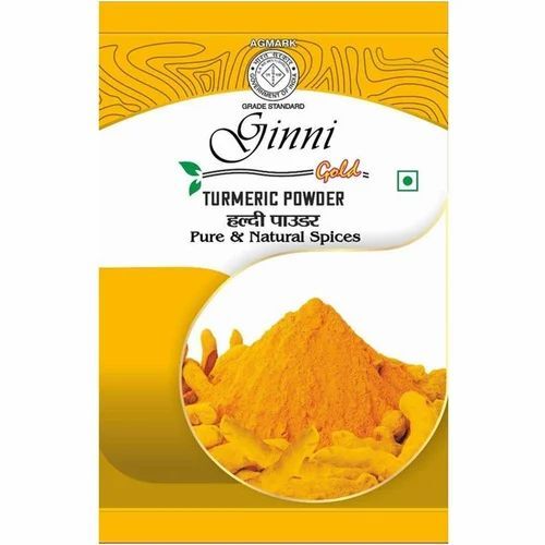 Turmeric Powder Packaging Pouch - 100 gm Capacity, 8x12 Inches, Multi Color | Durable PET (Polyester), Quad Sealed Pouch, Printed Design
