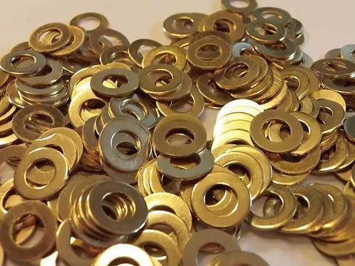Brass Washers - Electroplated Round Shape, Golden Color for Automobile Industry