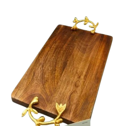 Brown Wooden Platter - Standard Size, Polished Glossy Finish | Rectangular Shape, Ideal for Kitchen Use