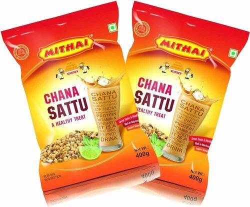 Chana Sattu Packaging Pouch - Plastic, 200gm Capacity, Multi-Color Printed Design | Durable Material, Versatile Usage