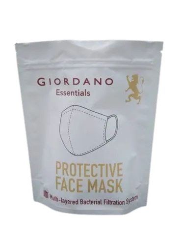 Face Mask Packaging Pouch - LDPE Material, Double Layer Lamination, Matte White Finish, Printed Rotogravure Design, Zipper Closure